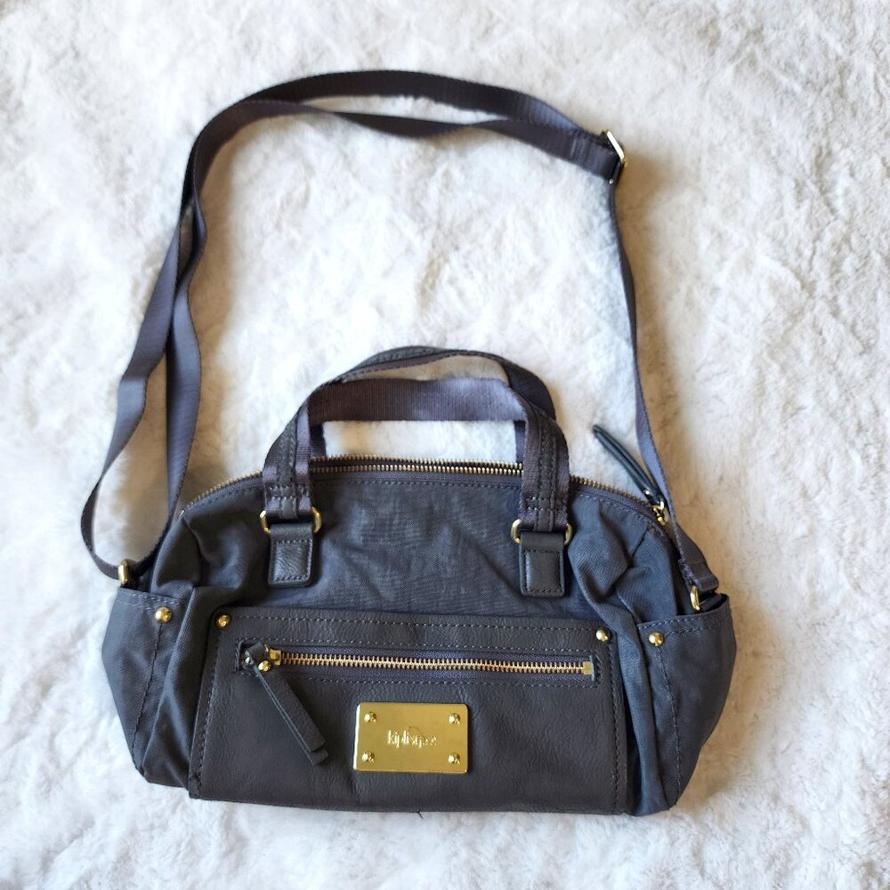 Kipling Special Edition Shoulder Bag- Grey / Pink Detail - Small/Medium Size